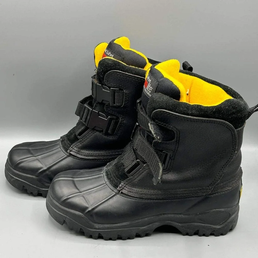 Bass Zamboni Snow‎ Boots Men 3 Winter Black Leather Rubber Thermolite Insulated